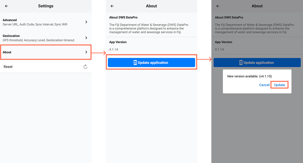Mobile Update Version Authentication — Akvo MIS documentation